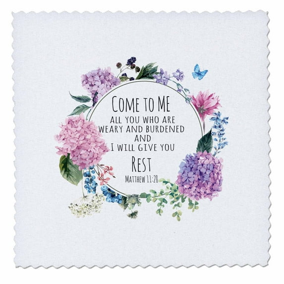 3dRose, Bible Matthew 11 Come to Me Give You Rest, 10x10 inch quilt square