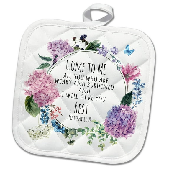 3dRose, Bible Matthew 11 Come to Me Give You Rest, 8x8 Potholder