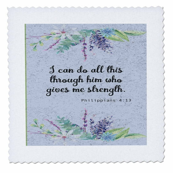 3dRose, Bible quote from Philippians on graphic background, 12x12 inch quilt square
