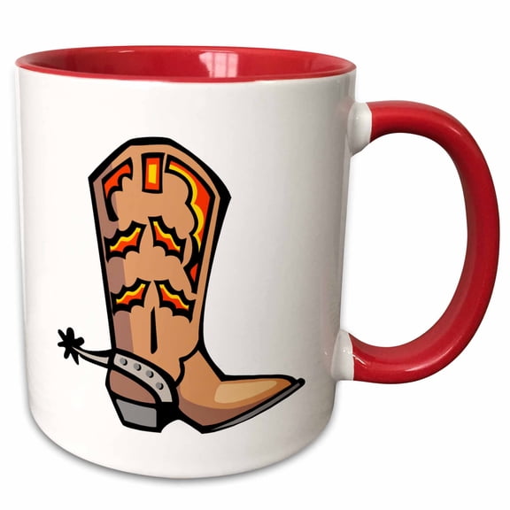 3drose, Big Cowboy Boot, 11oz Two-tone Red Mug
