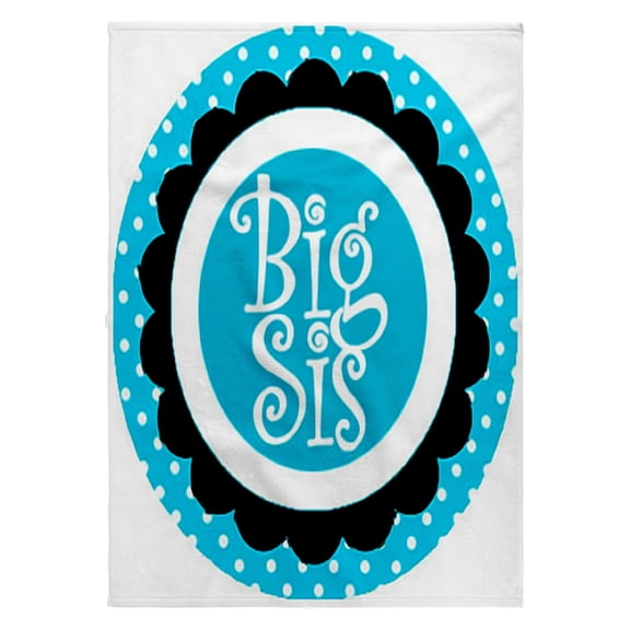 3dRose, Big Sis Sister Blue Scallop And Polka Dots Family Sibling Design, 22x30 Bath Hand Pool Towel