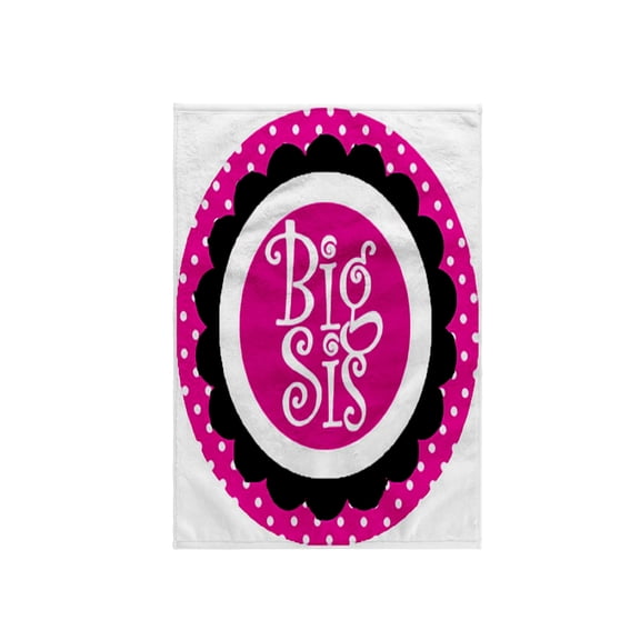 3dRose, Big Sis Sister Pink Scallop And Polka Dots Circle Family Design, 15x22 Hand Towel