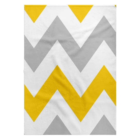 3dRose, Big Yellow and Gray Chevron zig zag pattern grey white zigzag stripes, 22x30 Bath Hand Pool Towel
