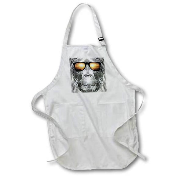 3dRose, Bigfoot In Shades Bigfoot or Sasquatch is pictured in style wearing sunglasses, BLACK Full Length Apron with Pockets 22w x 30l