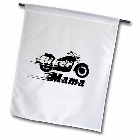 3dRose, Biker Mama. motorbike motorcycle mom. Fast bike. cool black and white flaming text. Mothers day, 18 x 27 inch Garden Flag