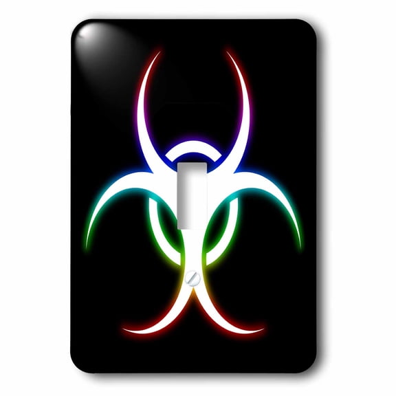 3dRose, Biohazard Symbol glowing on black background, single toggle switch