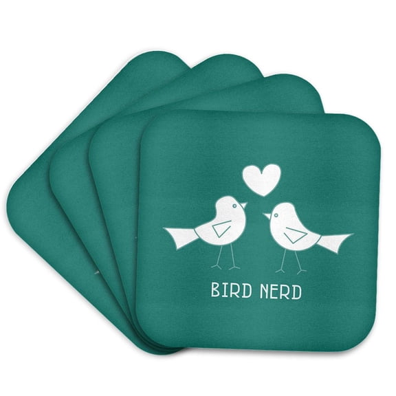 3drose, Bird Nerd Funny Birdwatcher Gift, Set of 4 Coasters - Soft