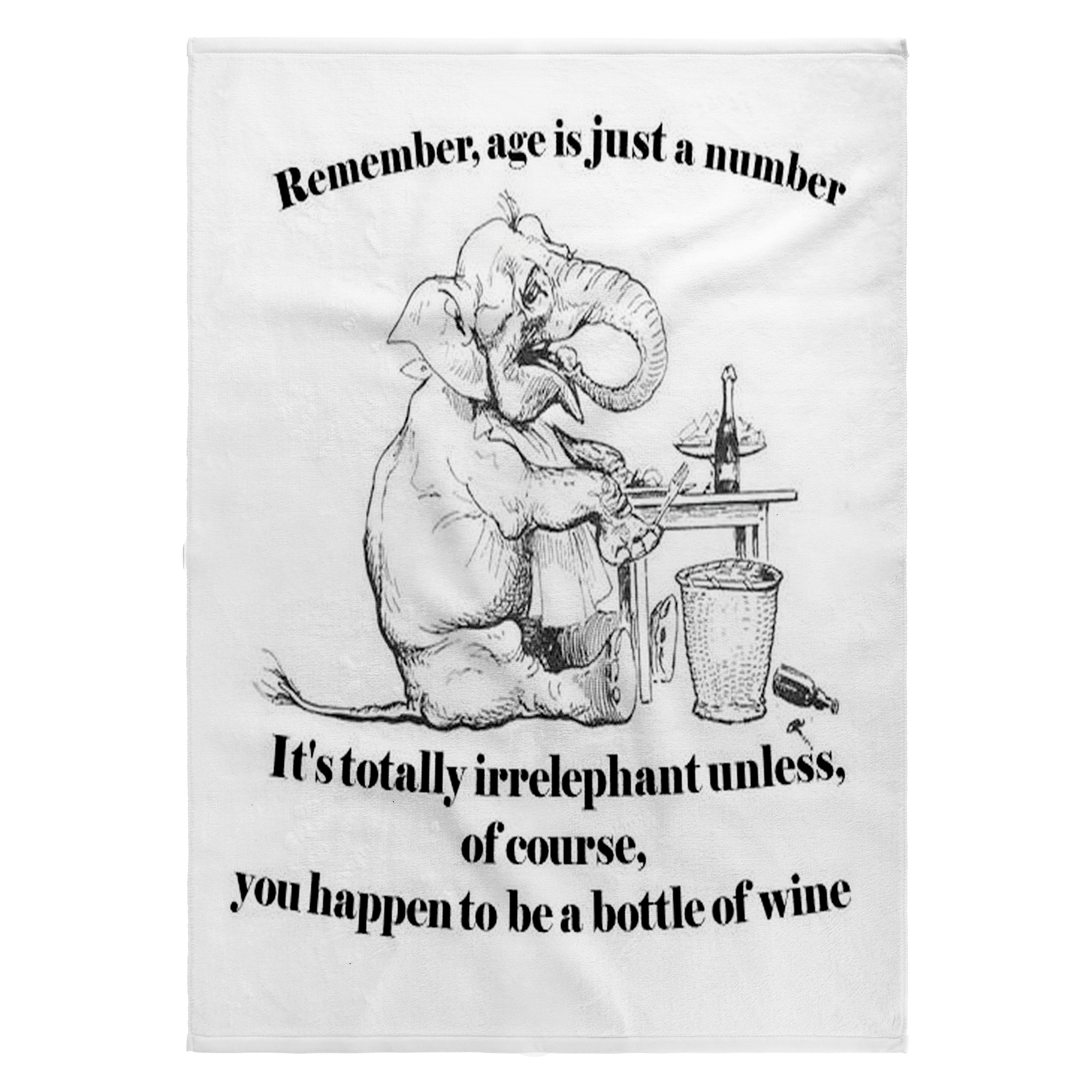 3dRose, Birthday- irrelephant, elephant, cute, wine, age, birthday, greeting, birthday card, funny birthday, 22x30 Bath Hand Pool Towel