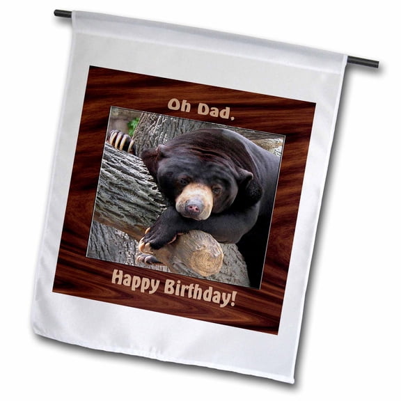 3dRose, Black Bear, Oh Dad Happy Birthday, 12 x 18 inch Garden Flag