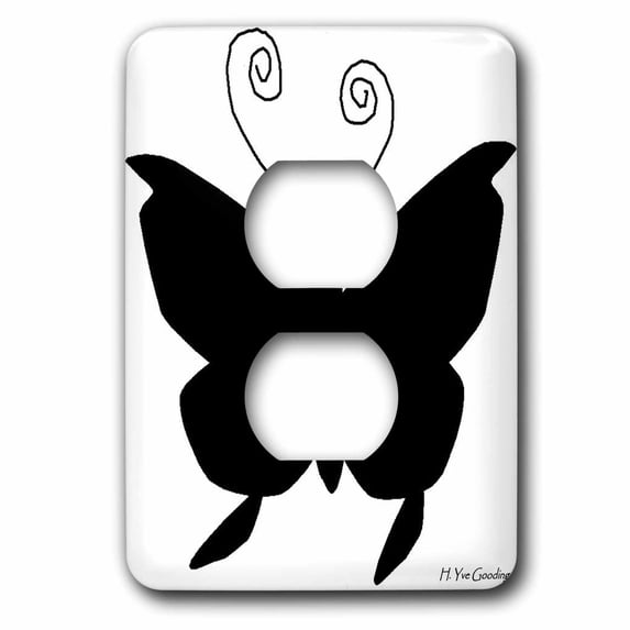 3dRose, Black Butterfly, 2 plug outlet cover
