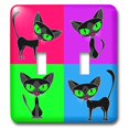 thumbnail image 1 of 3dRose, Black Cat Four Attitudes Design, double toggle switch, 1 of 1