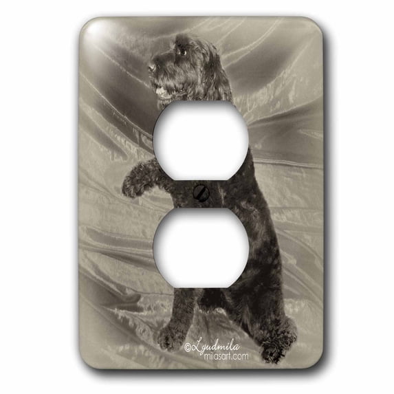 3dRose, Black Dog, 2 plug outlet cover