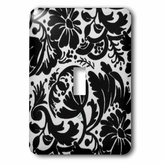3dRose, Black Floral On White, single toggle switch