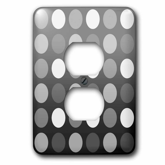 3dRose, Black, Gray and White Big Dots - Whimsical Fun Art, 2 plug outlet cover