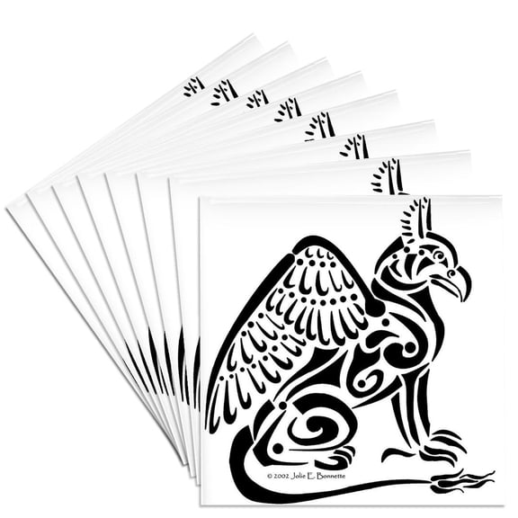 3dRose, Black Gryphon Fantasy Celtic Tribal, Set of 8 Ceramic Tile Coasters