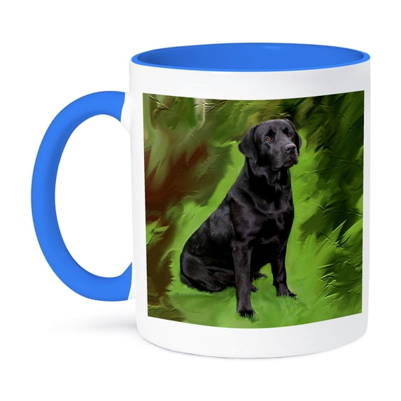 3dRose, Black Labrador Retriever, 11oz Two-Tone Blue Mug