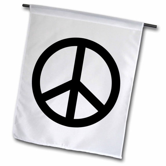 3dRose, Black Peace Sign- Inspirational Art, 12 x 18 inch Garden Flag