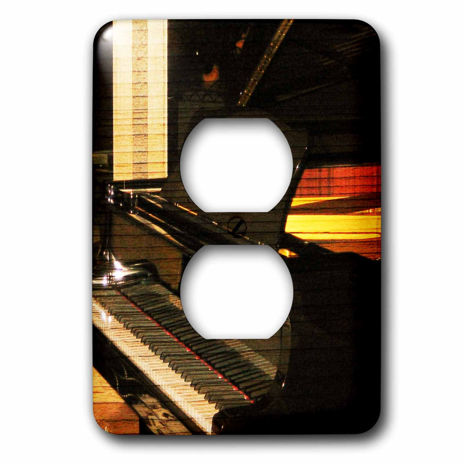 3dRose, Black Piano Music Instrument, 2 plug outlet cover