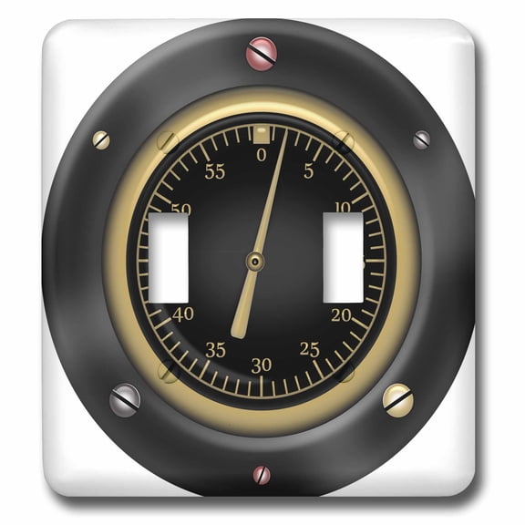 3dRose, Black, Red, and Faux Gold Steampunk Speedometer Illustration, double toggle switch