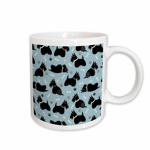 3drose, Black Scottie Dog Pattern Scottish Terrier, 15oz Mug