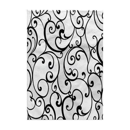 3dRose, Black Scrolls On White, 15x22 Hand Towel