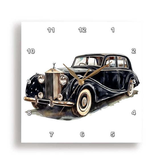 3dRose, Black Vintage Limousine Car, 10x10 Wall Clock