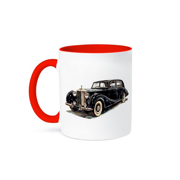 3dRose, Black Vintage Limousine Car, 11oz Two-Tone Red Mug