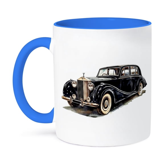 3dRose, Black Vintage Limousine Car, 15oz Two-Tone Blue Mug