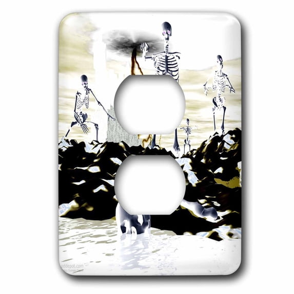 3dRose, Black White Copper Surrealism Skeletons, 2 plug outlet cover
