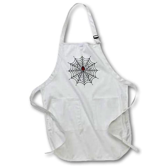 3dRose, Black Widow Spider in a Web, Medium Length Apron with Pouch Pockets 22w x 24l