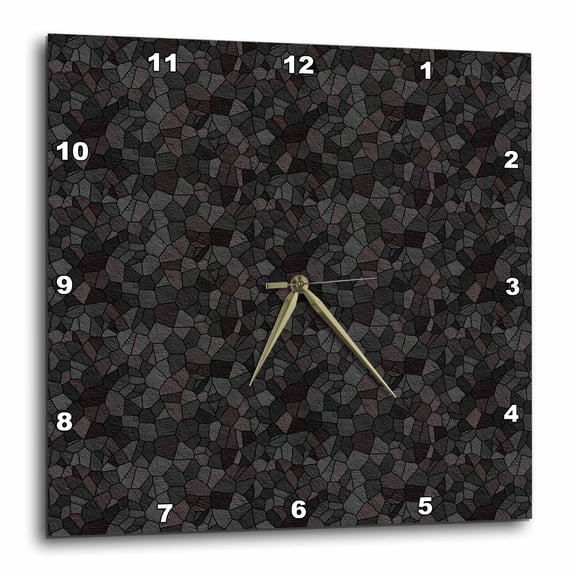 3drose, Black and Gray Mosaic Pattern, 15x15 Wall Clock