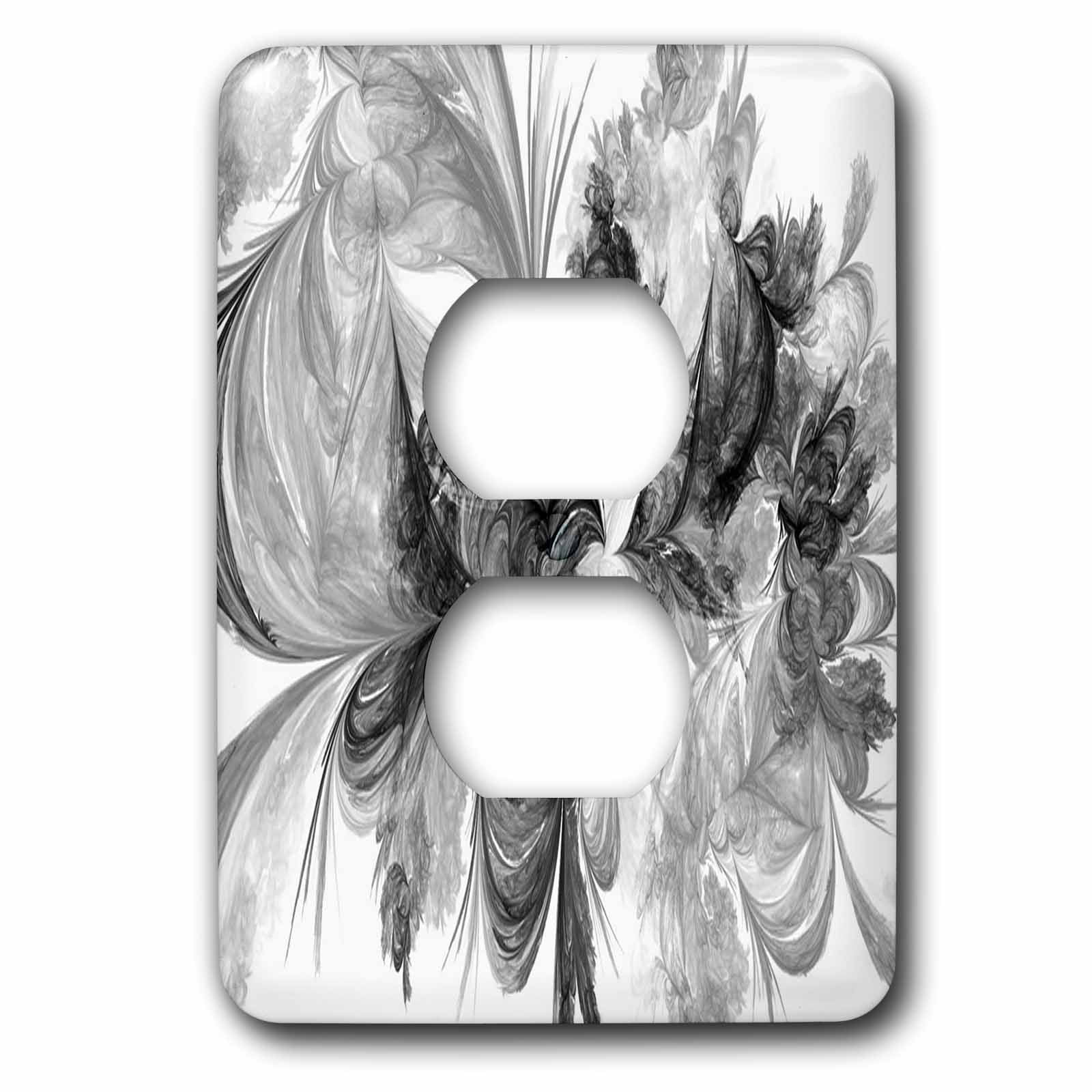 3dRose, Black and Grey Feather Fury , 2 plug outlet cover