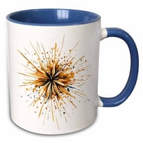 3drose, Black and Image of Gold New Years Eve Firework, 15oz Two-tone Blue Mug