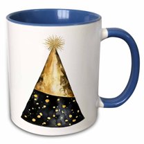 3drose, Black and Image of Gold New Years Eve Party Hat, 15oz Two-tone Blue Mug