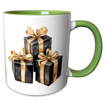 3drose, Black and Image of Gold New Years Eve Gifts, 15oz Two-tone Green Mug