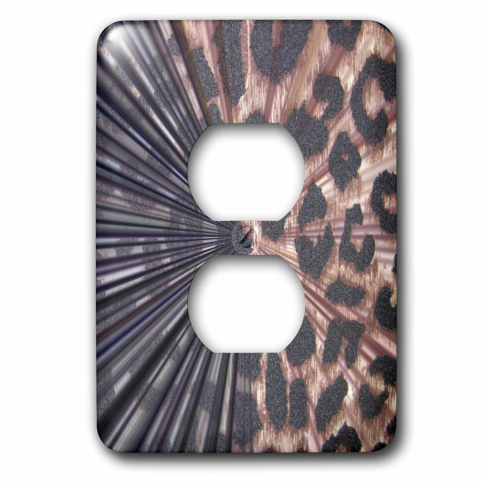 3dRose, Black and Leopard Print Abstract- Animal Prints, 2 plug outlet cover