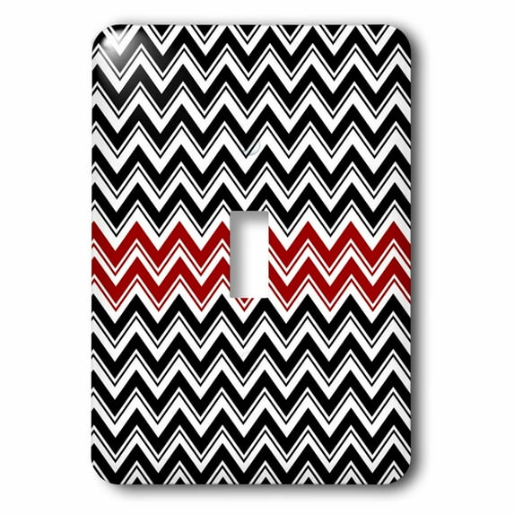 3dRose, Black and Red Chevron Stripes, single toggle switch