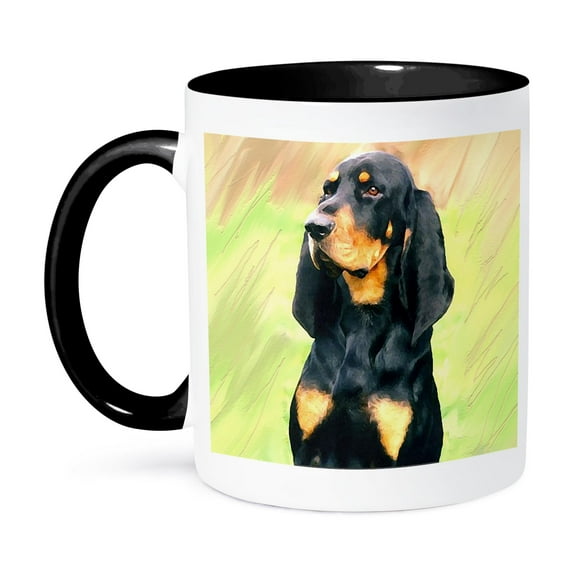 3dRose, Black and Tan Coonhound, 11oz Two-Tone Black Mug