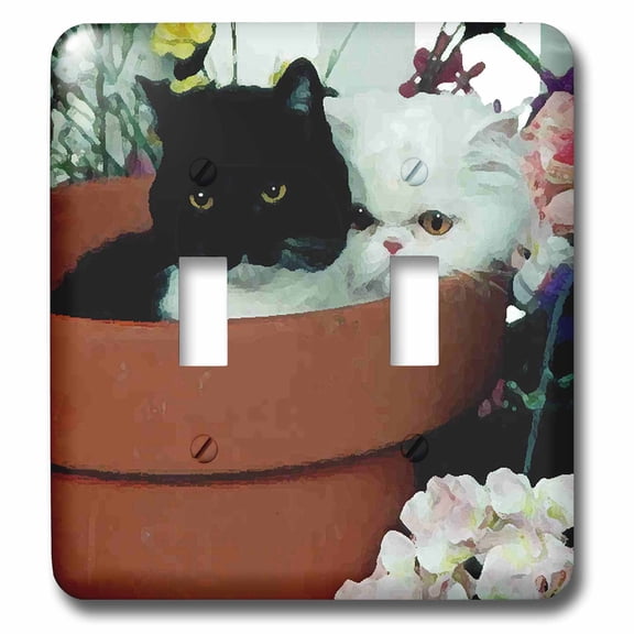 3dRose, Black and White Cats, double toggle switch