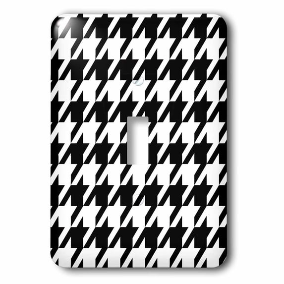3dRose, Black and White Houndstooth - Large, single toggle switch