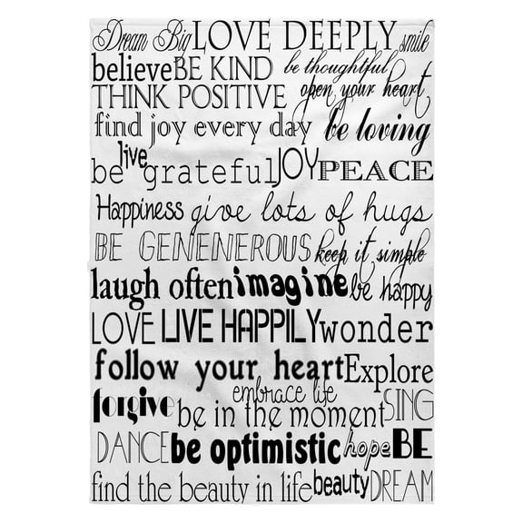 3dRose, Black and White Inspirational Words, 22x30 Bath Hand Pool Towel