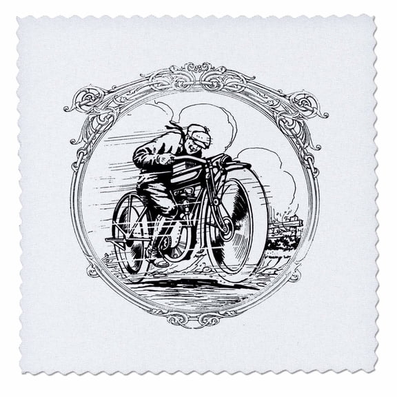3dRose, Black and White Motorcycle, 12x12 inch quilt square