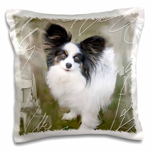 3drose, Black and White Papillon, 16x16 inch Pillow Case