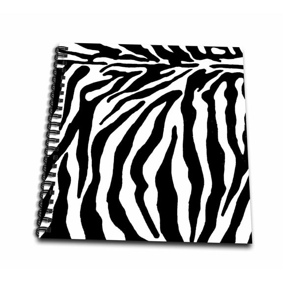 3dRose, Black and White Zebra Print, Drawing Book 8 x 8 inch