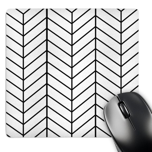 3dRose, Black and white herringbone pattern - arrow feather inspired design, MousePad
