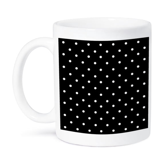 3dRose, Black and white polka dot pattern - small dots - stylish classic - classy elegant retro dotty spotty, 11oz Mug