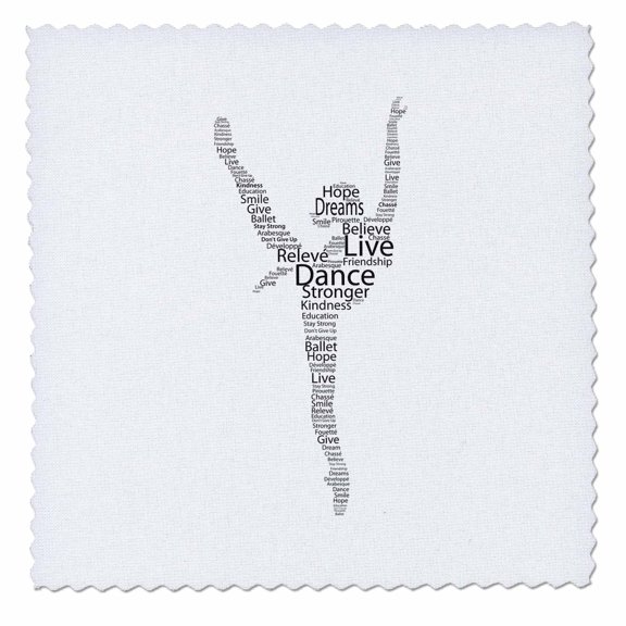 3dRose, Black and white silhouette of a ballerina dancing, 8x8 inch quilt square