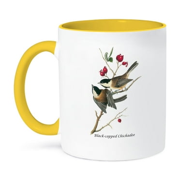 3dRose, Black-capped Chickadee by John James Audubon, 11oz Two-Tone Yellow Mug