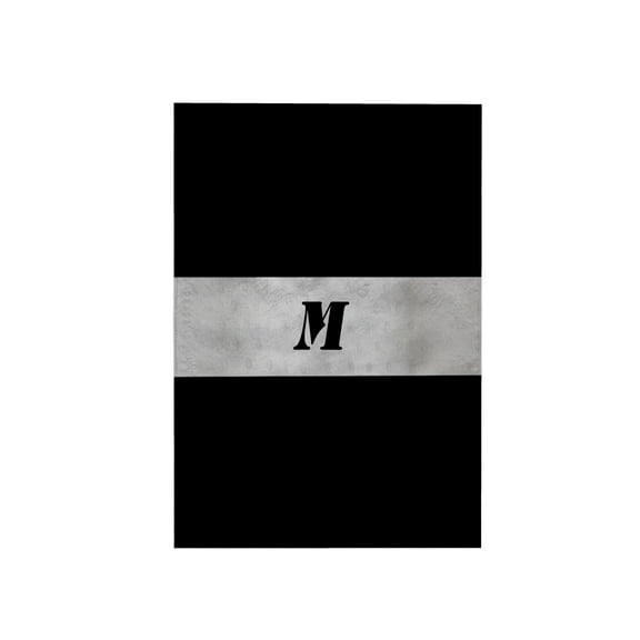 3dRose, Black n Silver Monogram Letter M, 15x22 Hand Towel