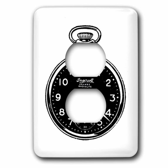 3dRose, Black n White Pocket Watch, 2 plug outlet cover